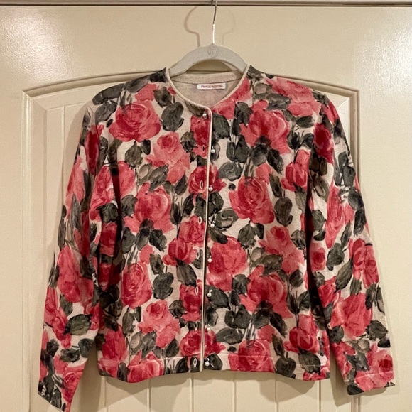 Frances Valentine Darling Cardigan Pink and Green Floral Print Size XS - Picture 7 of 7